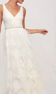 NWT Lulu's SWEET LOVE IVORY LACE BEADED MAXI DRESS
